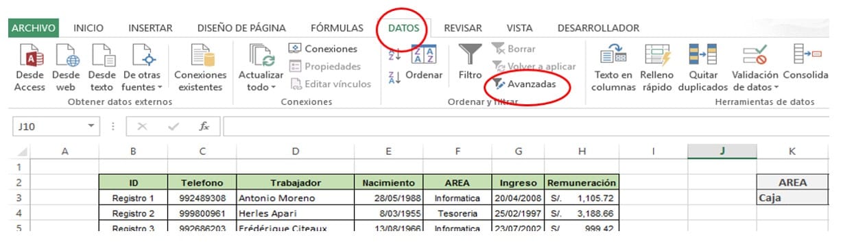 Clasificar información de una manera rápida y sencilla con el Filtro Avanzado - paso 3