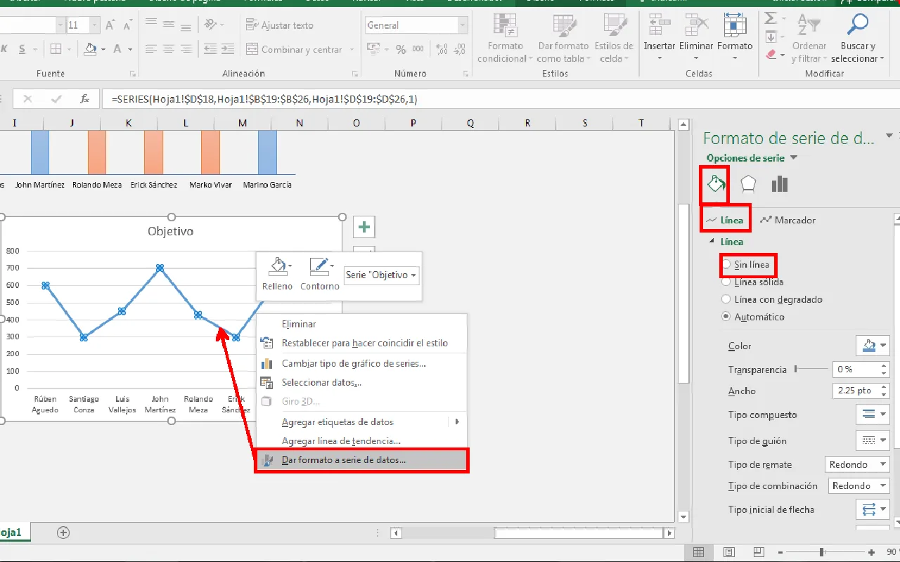 Gráfico comparativo de ventas en Excel (paso 20)