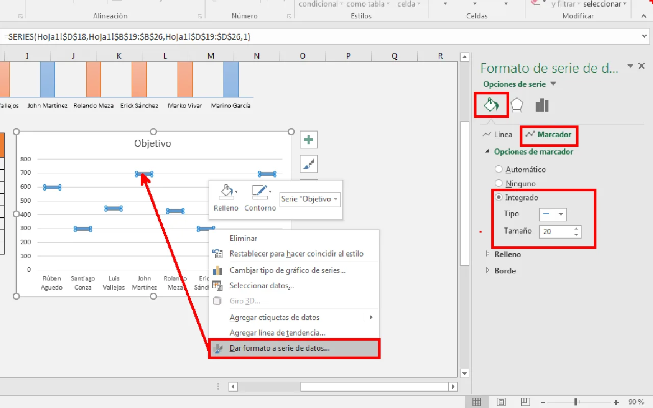 Gráfico comparativo de ventas en Excel (paso 21)