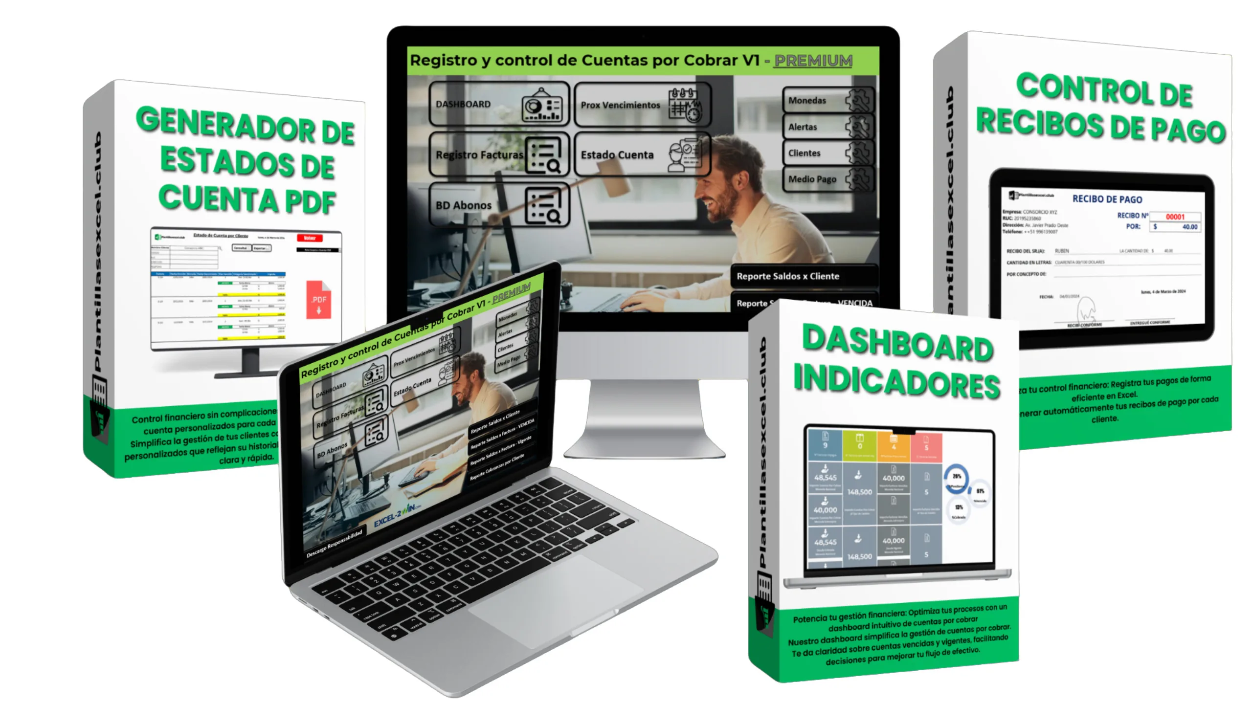 Plantilla de cuentas por cobrar en Excel en pantalla