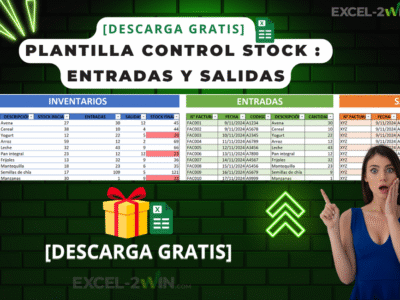 Sistema de control de stock básico en Excel con tablas de inventario, entradas y salidas