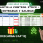Sistema de control de stock básico en Excel con tablas de inventario, entradas y salidas