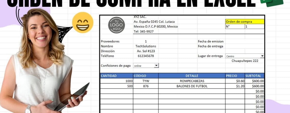 Miniatura del tutorial de orden de compra en Excel