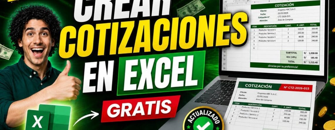 Plantilla de cotización en Excel gratis, con subtotal, IGV y total calculados
