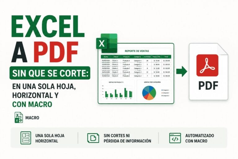 Cotización en Excel exportada a PDF en una sola hoja, sin cortes