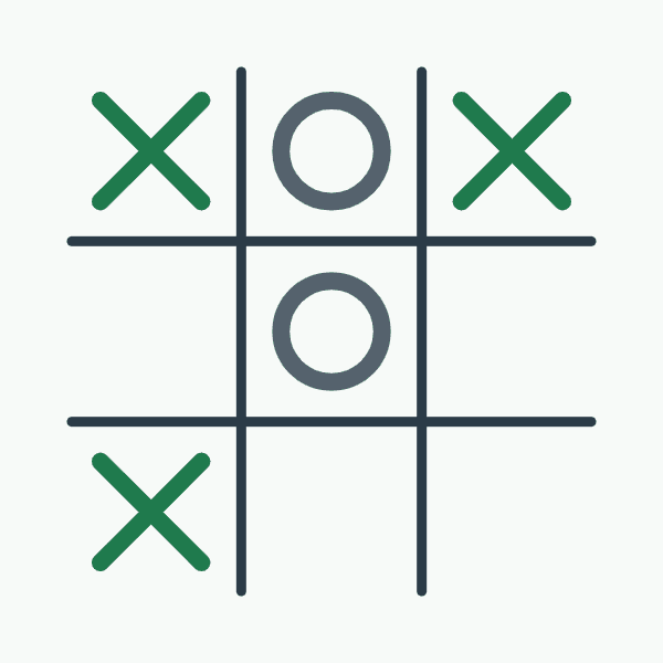 Tablero de tres en raya con una partida en curso, con X y O