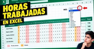 Dashboard de control de horas trabajadas en Excel con horas por empleado, promedio, ausencias y descansos